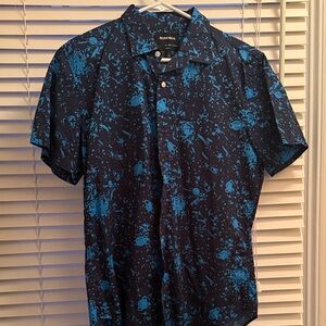 Bonobos Men's Blue and Aqua Galaxy Print Shirt Size L Slim Fit